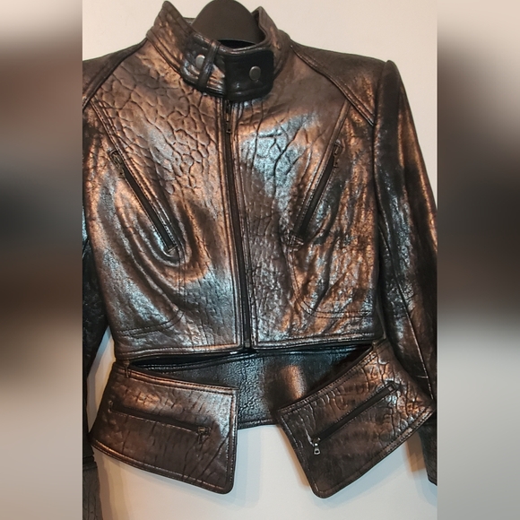 ROBERT RODRIGUEZ -size 6- metalic leather jacket 100%leather - Picture 9 of 12